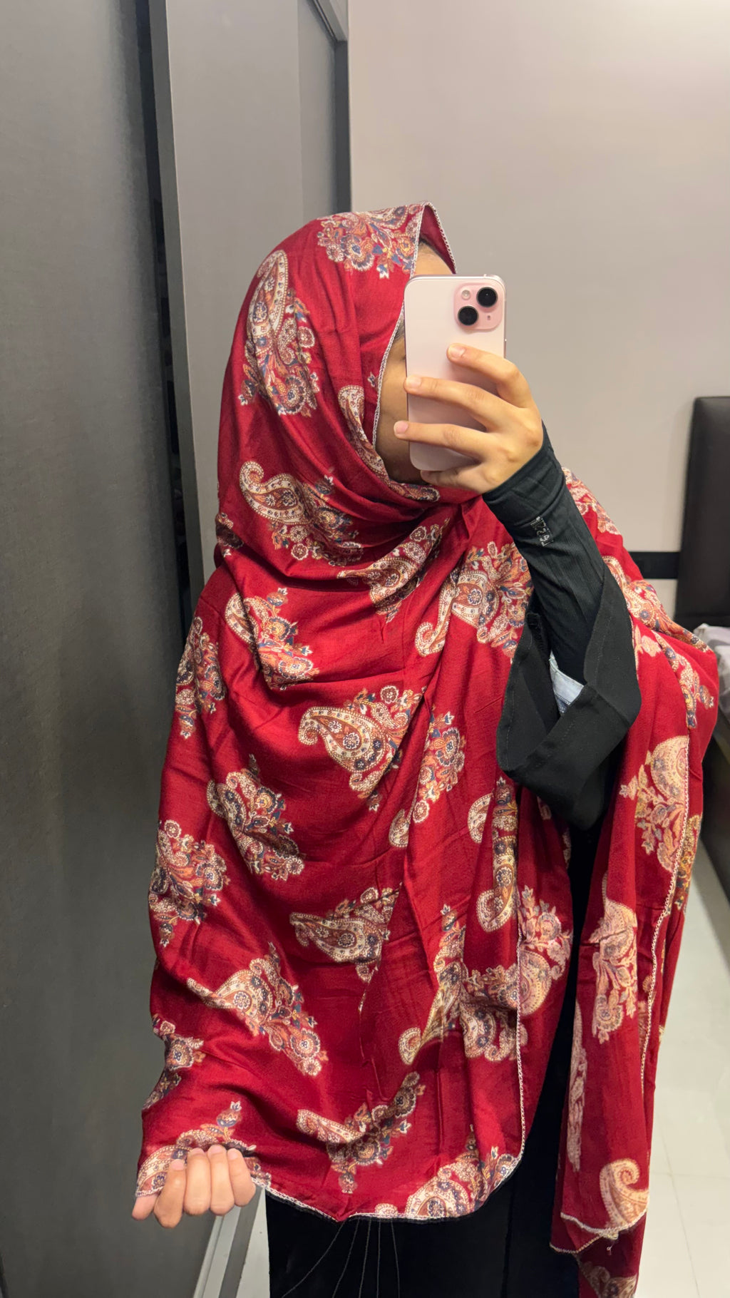 Maroon Beautiful Printed Rayon Dupatta