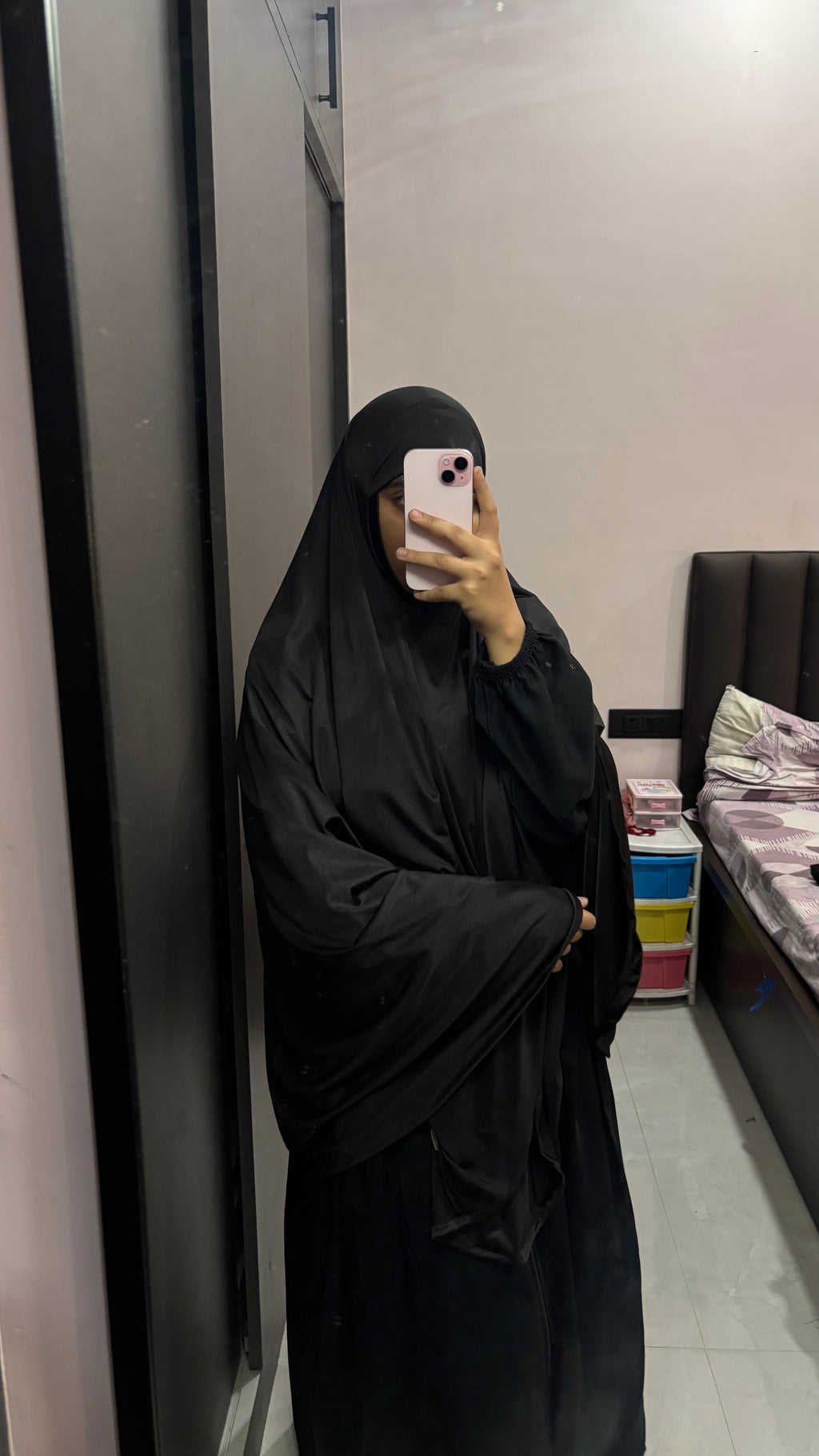Black Makhna , 42” Long, Soft Lycra, wear over any abaya