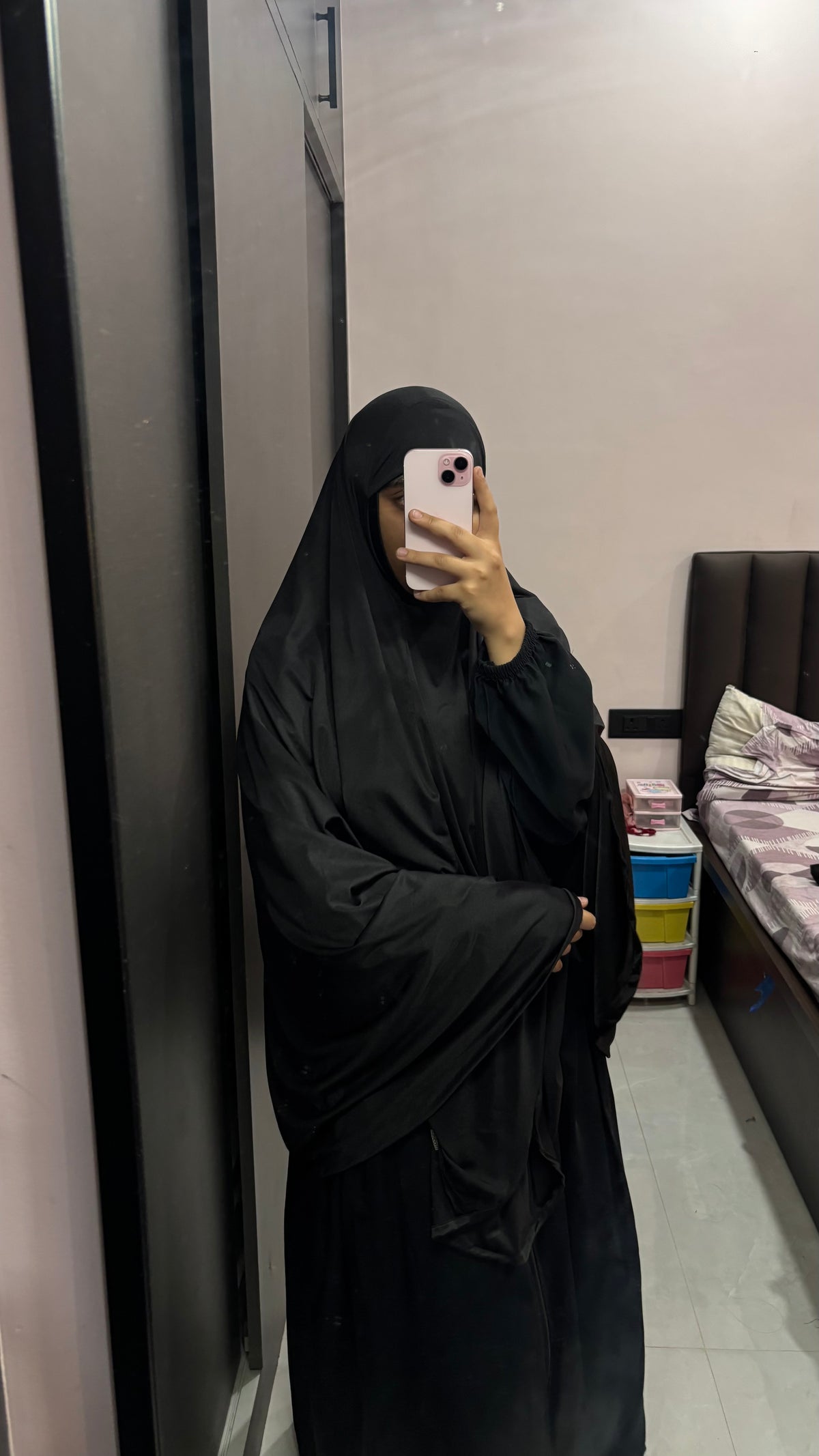 Black Makhna , 42” Long, Soft Lycra, wear over any abaya