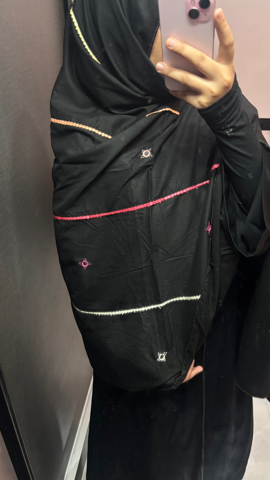 Black with Multi Colour Lace Designer Embroidered Dupatta