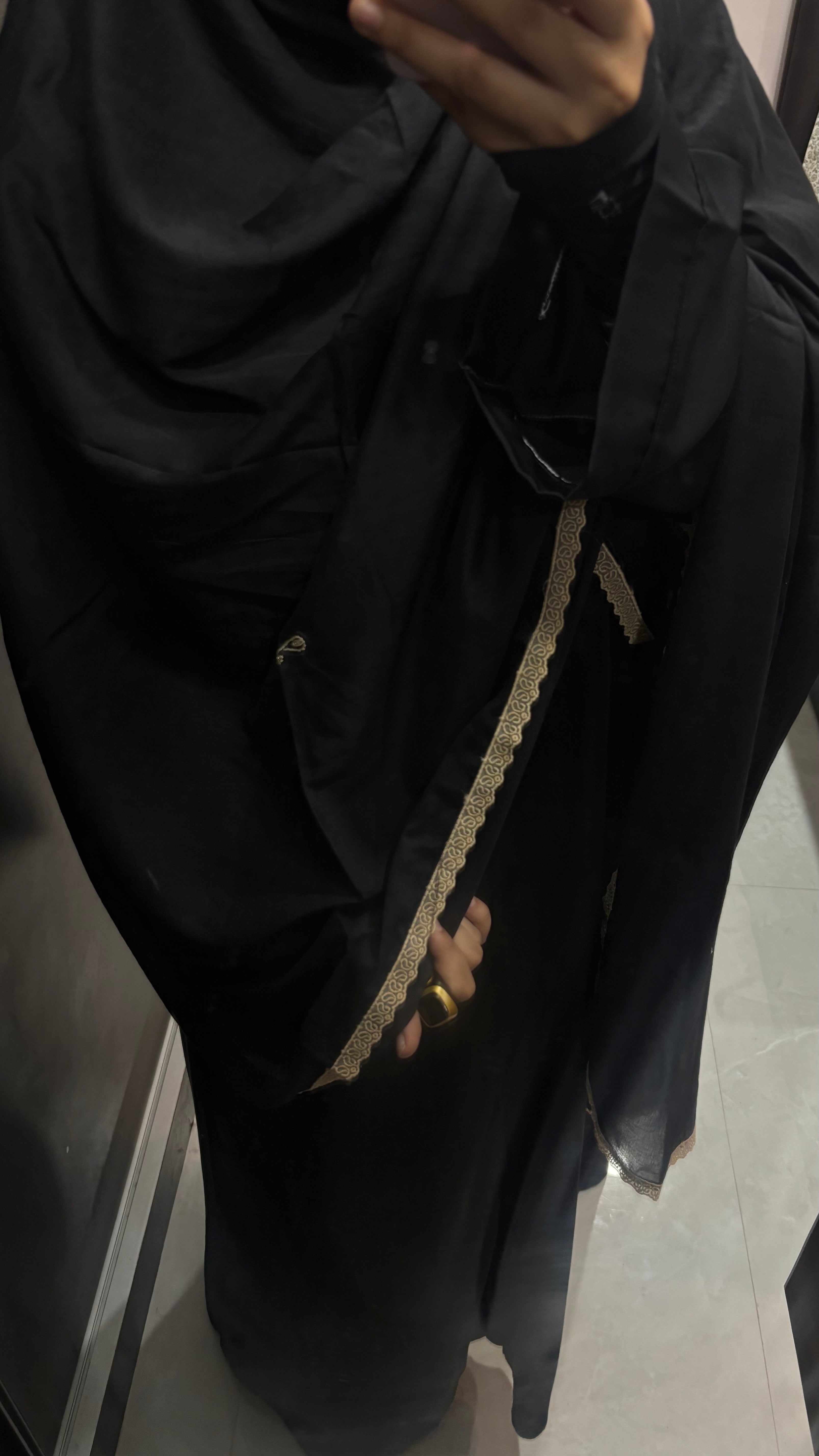 Black & beige Organza lace Pure Cotton Dupatta