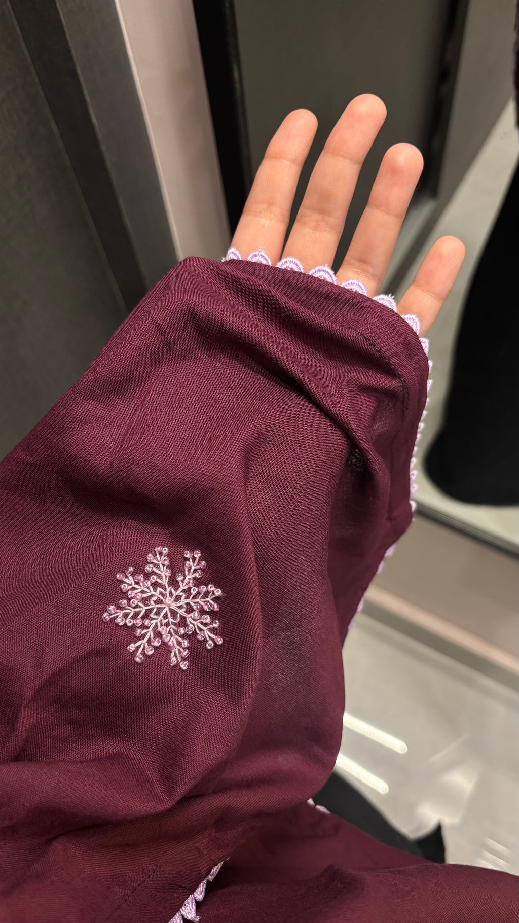 Beautiful Hand Work wine colour dupatta with lace