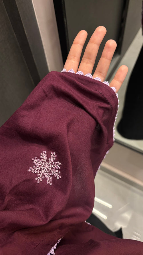 Beautiful Hand Work wine colour dupatta with lace