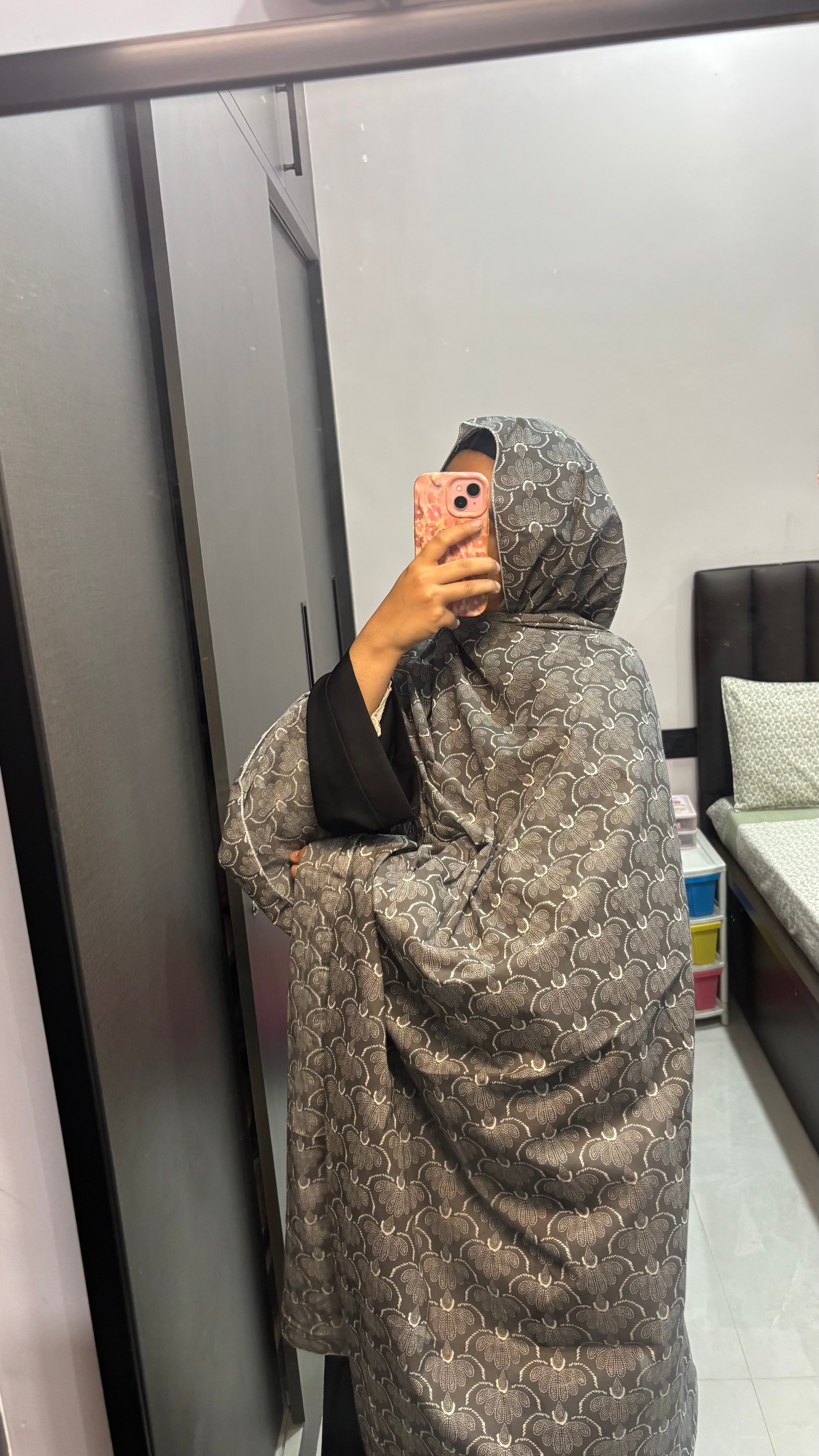 Grey Printed Pure Cotton Dupatta - different sizes available (Copy)