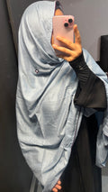 Grey Mirror Work Embroidery Rayon Dupatta