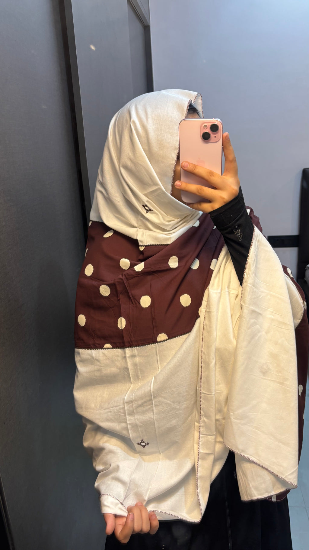 Brown & White Rayon Designer Embroidered Dupatta
