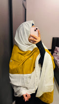 Mustard & Off White Designer Embroidered Dupatta