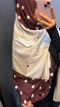 Brown & White Embroidered Dupatta