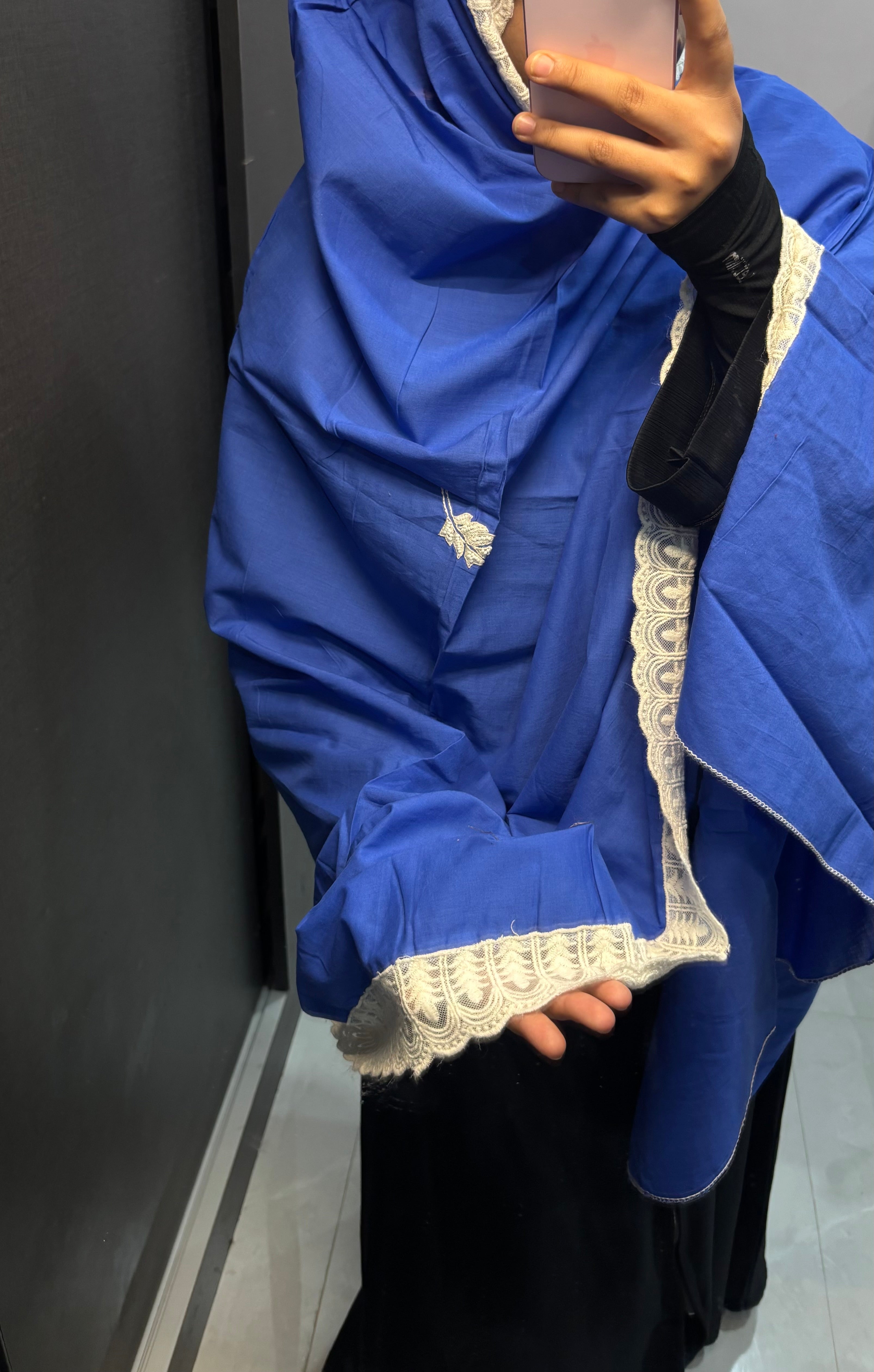 Blue & white Handwork Pure cotton Dupatta