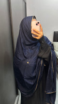 Navy Blue & Off Beige Embroidery Rayon Dupatta