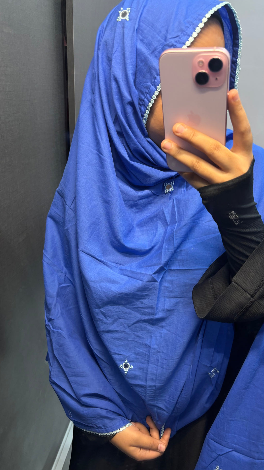 Blue Mirror work Pure Cotton Dupatta