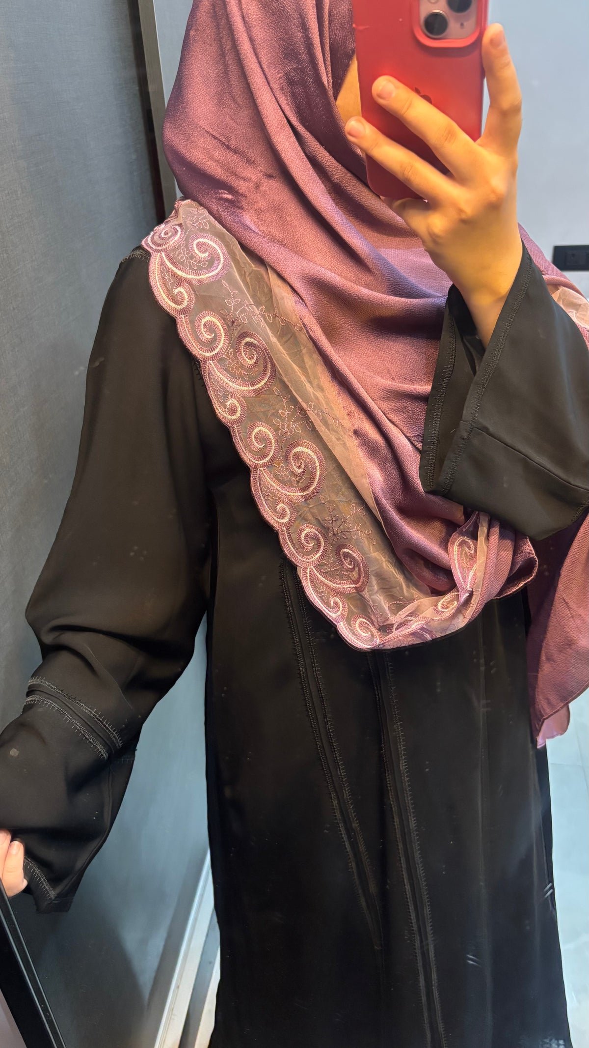 Purple Beautiful Lace Stain Hijab