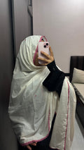 Pink & White Organza lace Pure Cotton Dupatta
