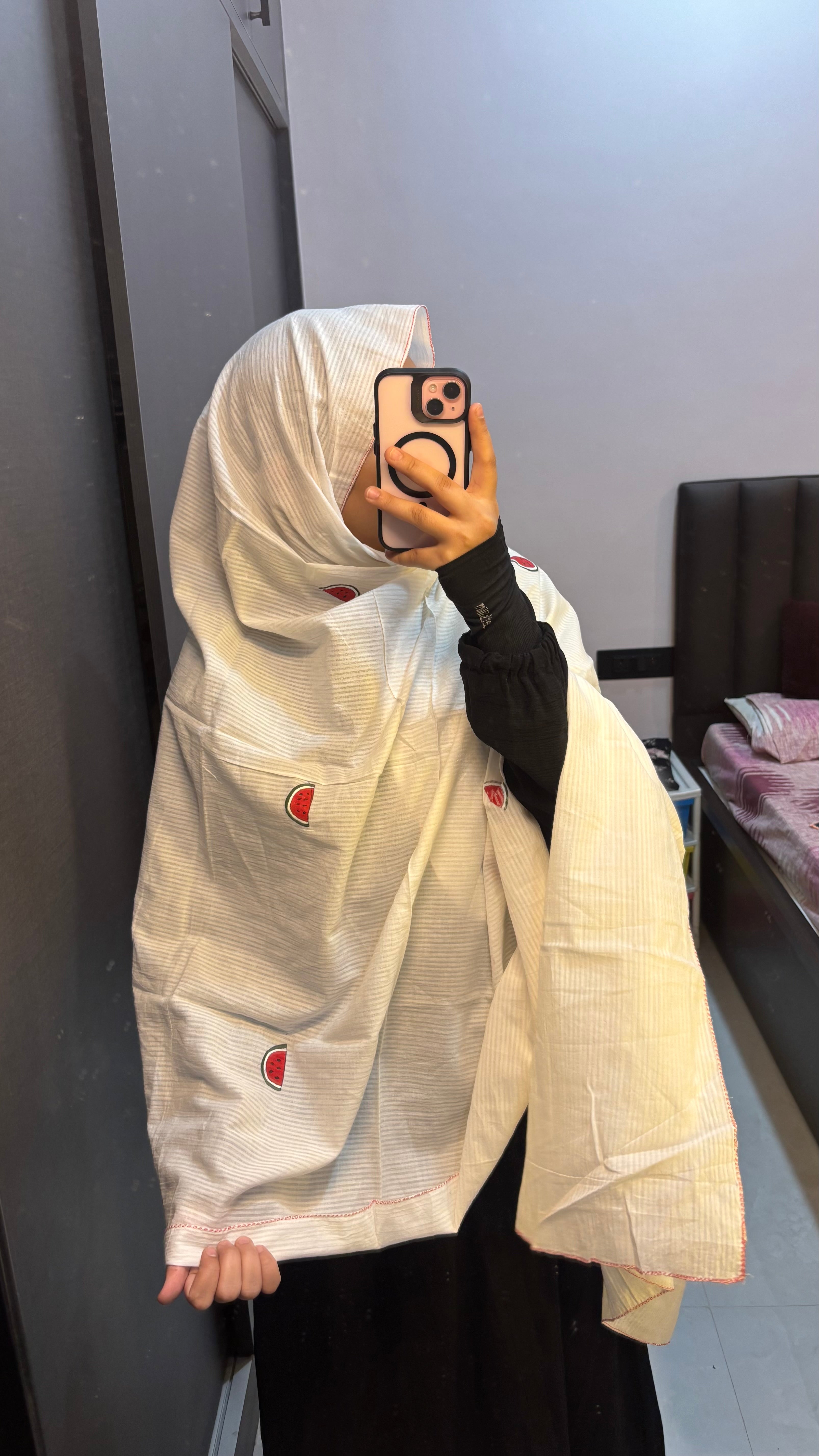 Beautiful Hand painted white pure cotton dupatta