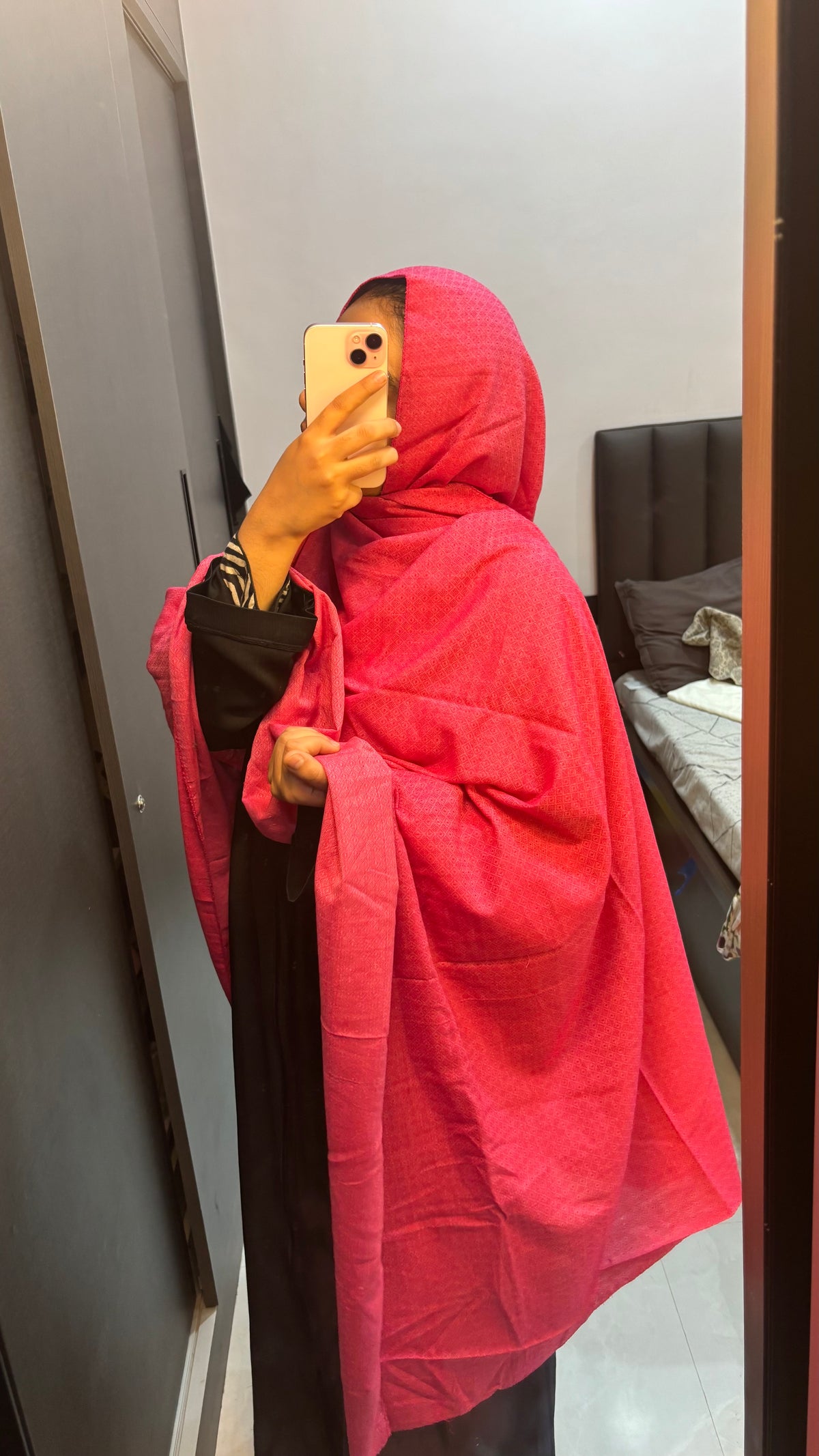 Magenta Self Print Rayon Dupatta