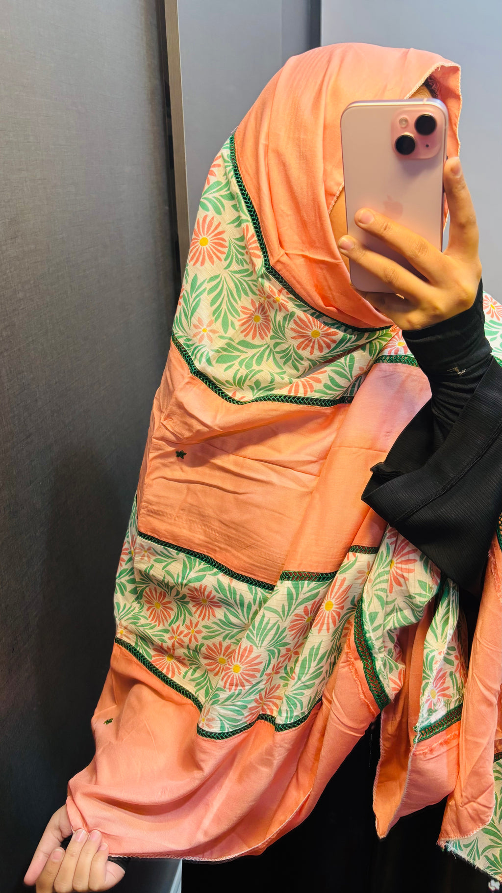 Printed beautiful peach designer dupatta