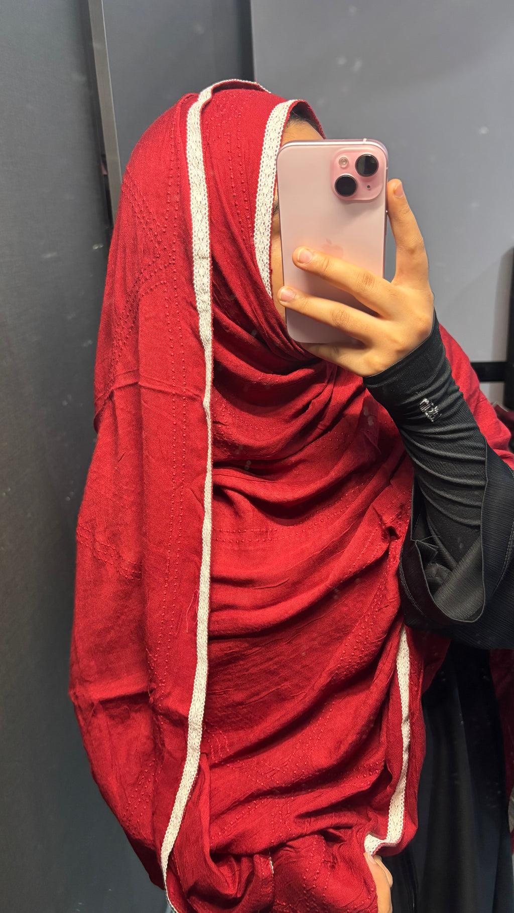 Self Embroidered Maroon dupatta