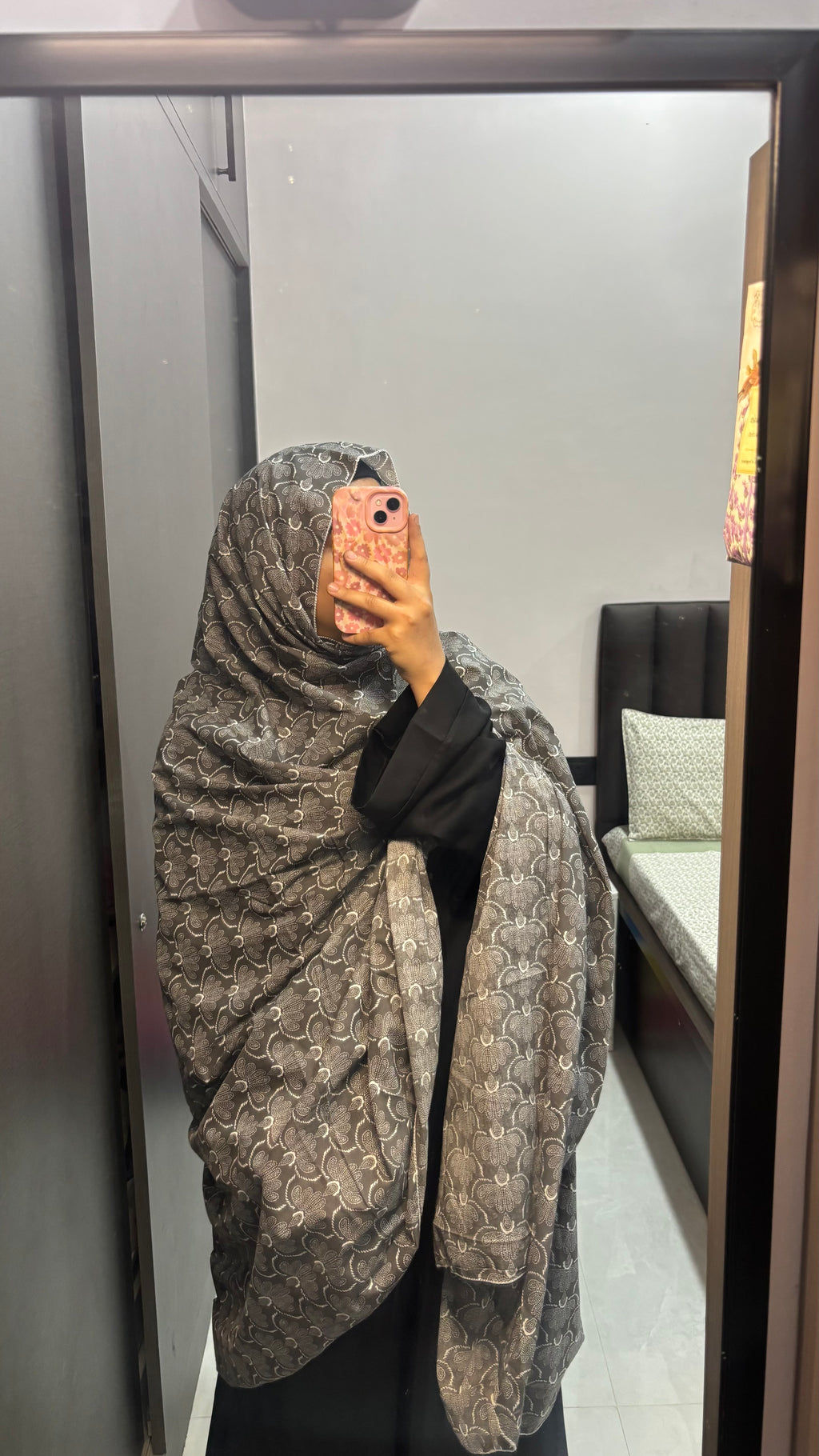 Grey Printed Pure Cotton Dupatta - different sizes available (Copy)