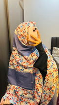 Printed blue embroidered designer dupatta with lace