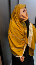 Mustard and White Uptan style Dupatta