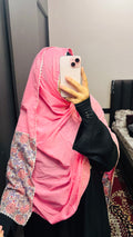 Pink & White pure cotton designer Embroidered dupatta with white lace