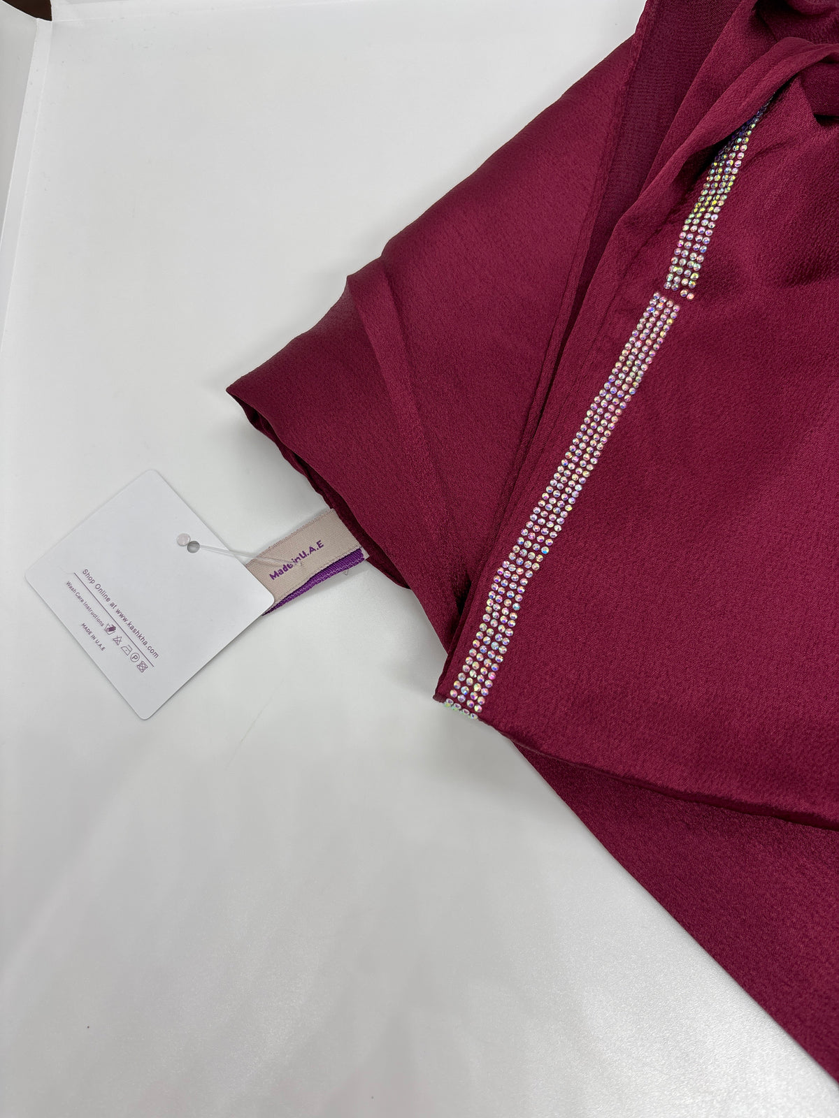 Satin Hijab with Store Work - Made in UAE