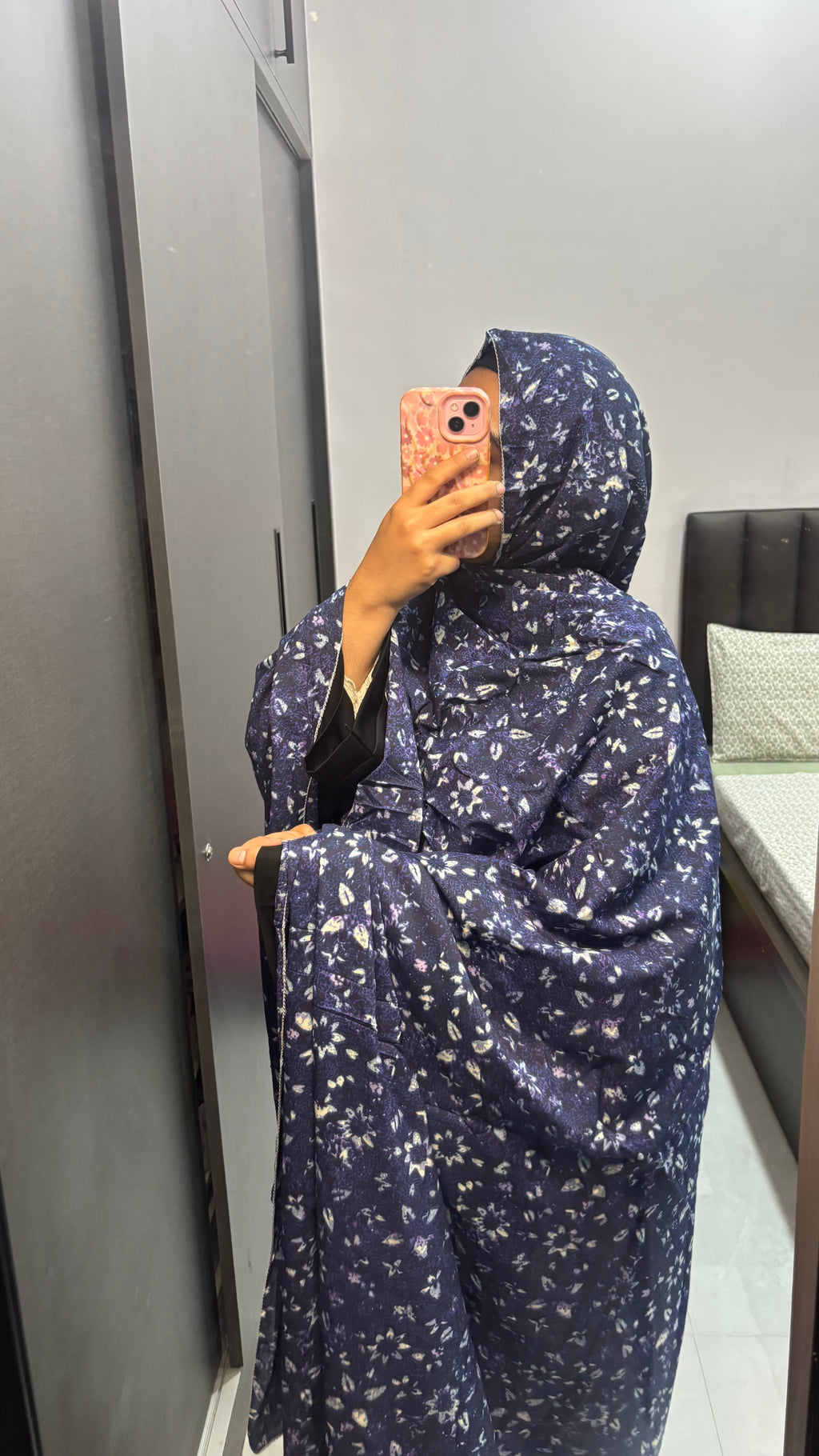 Blue Cotton Printed Dupatta