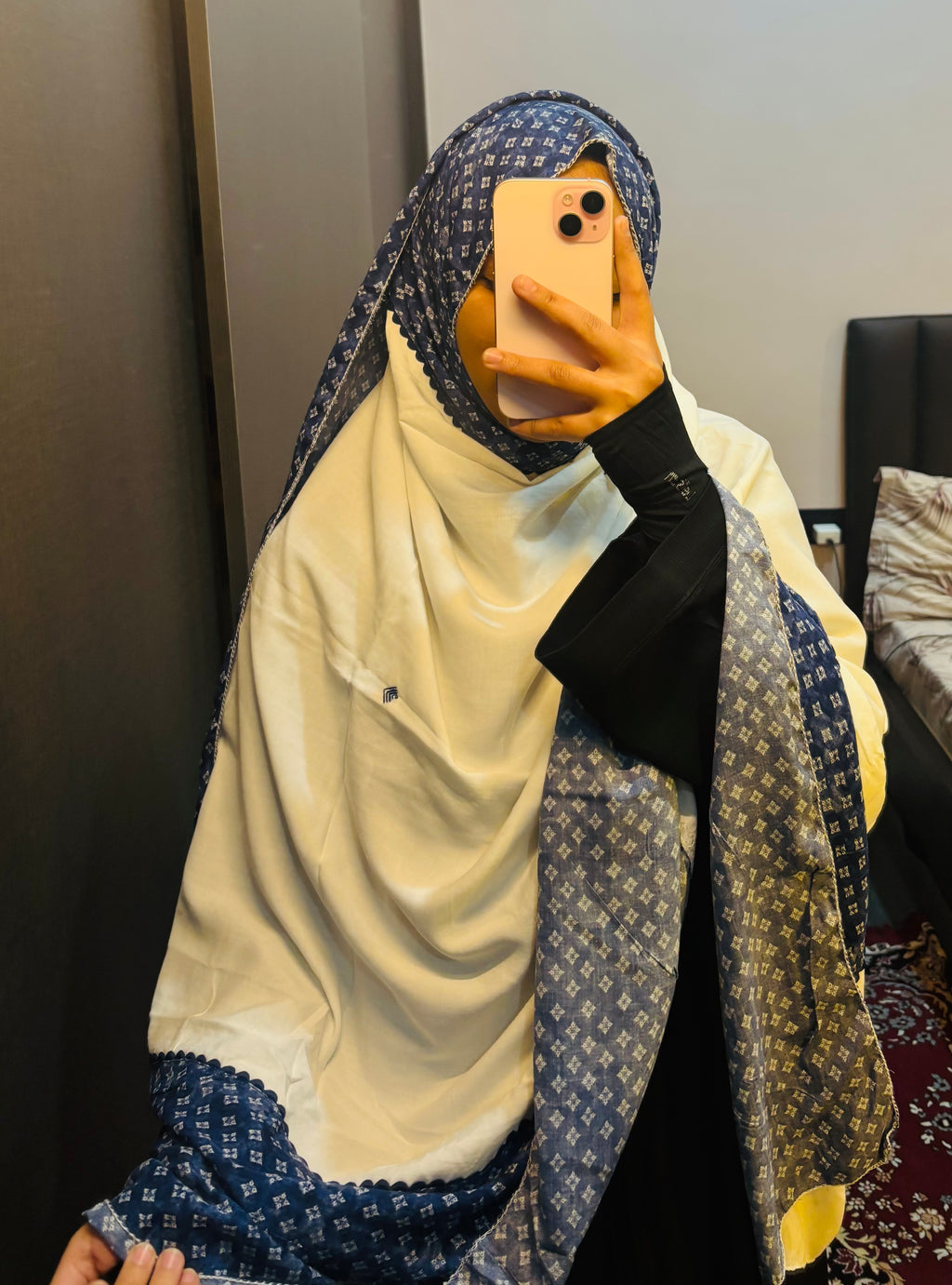 Blue Embroidered designer dupatta with laces