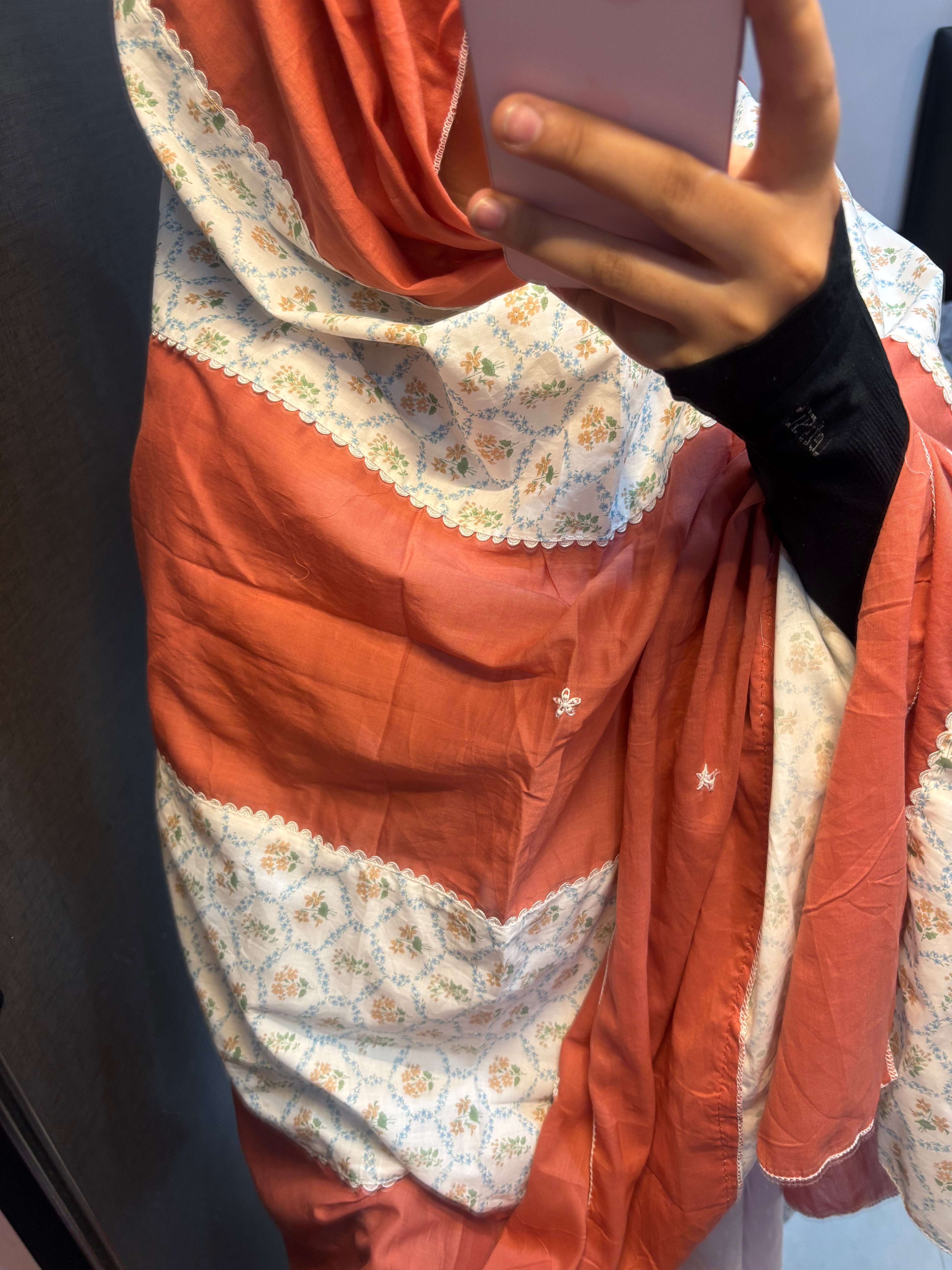 Rust & Off white Beautiful Designer Dupatta