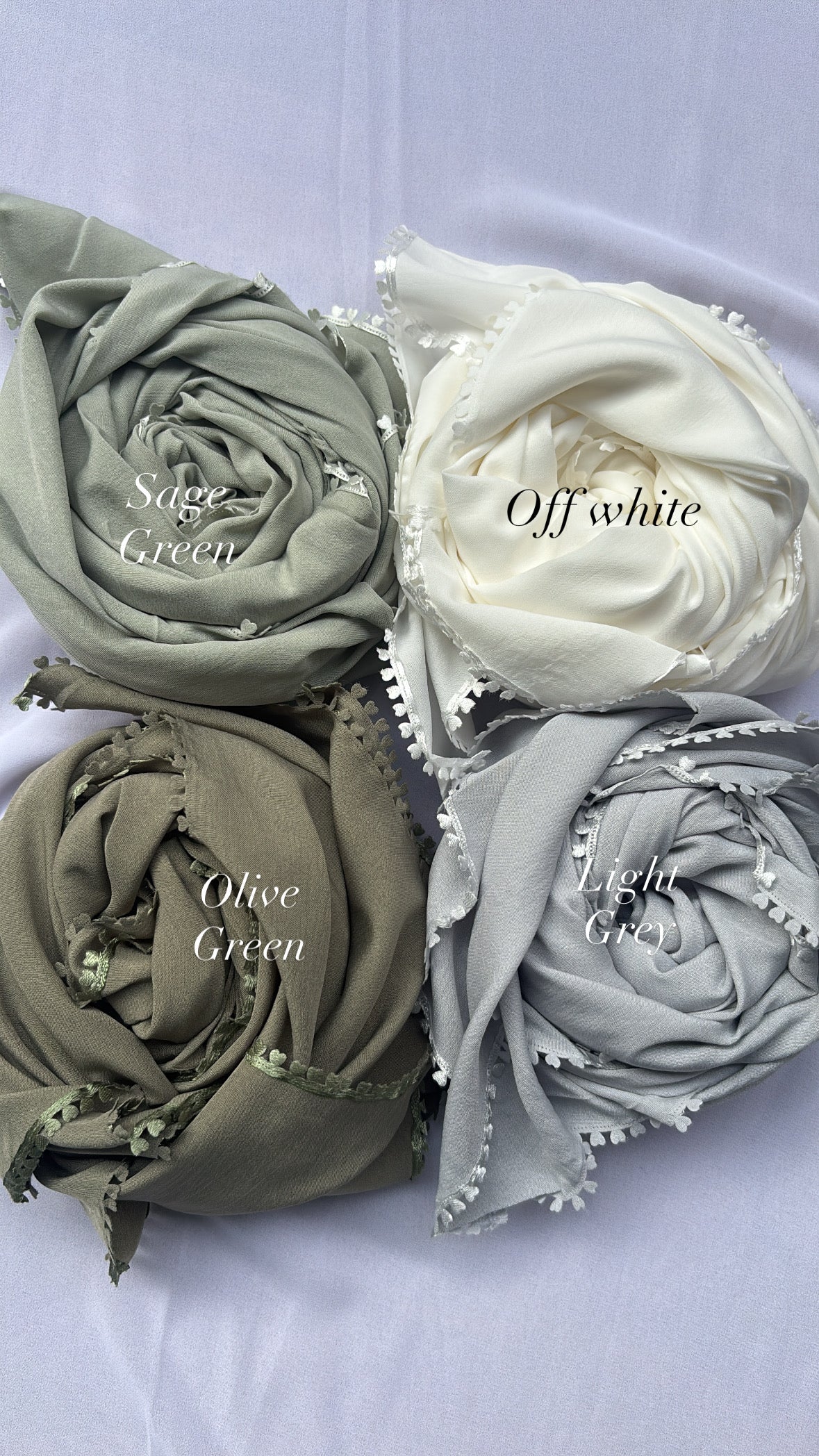 Premium Satin Hijabs, Non-Slippery, with Lace.