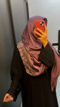 Purple Beautiful Lace Stain Hijab