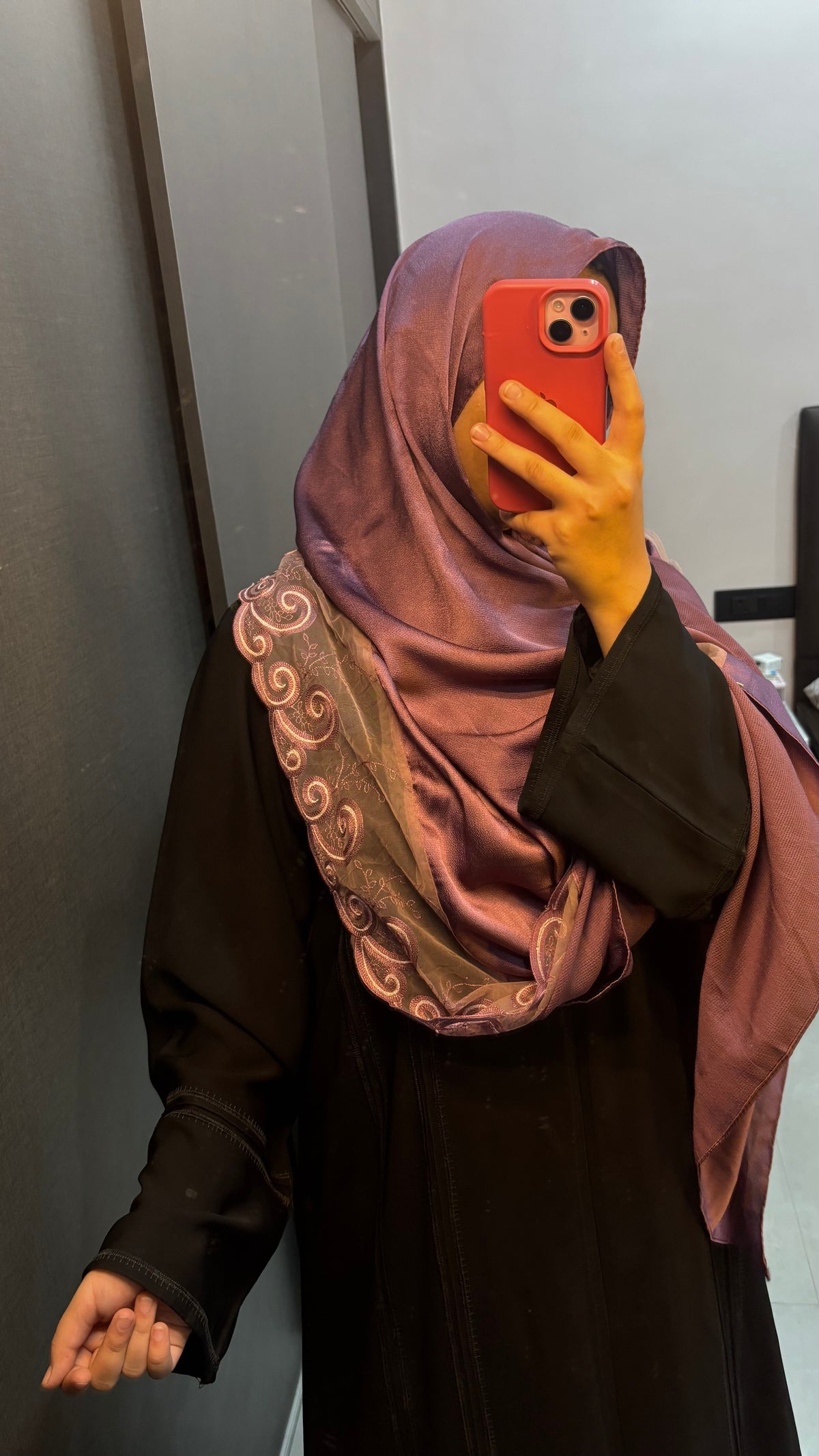 Purple Beautiful Lace Stain Hijab