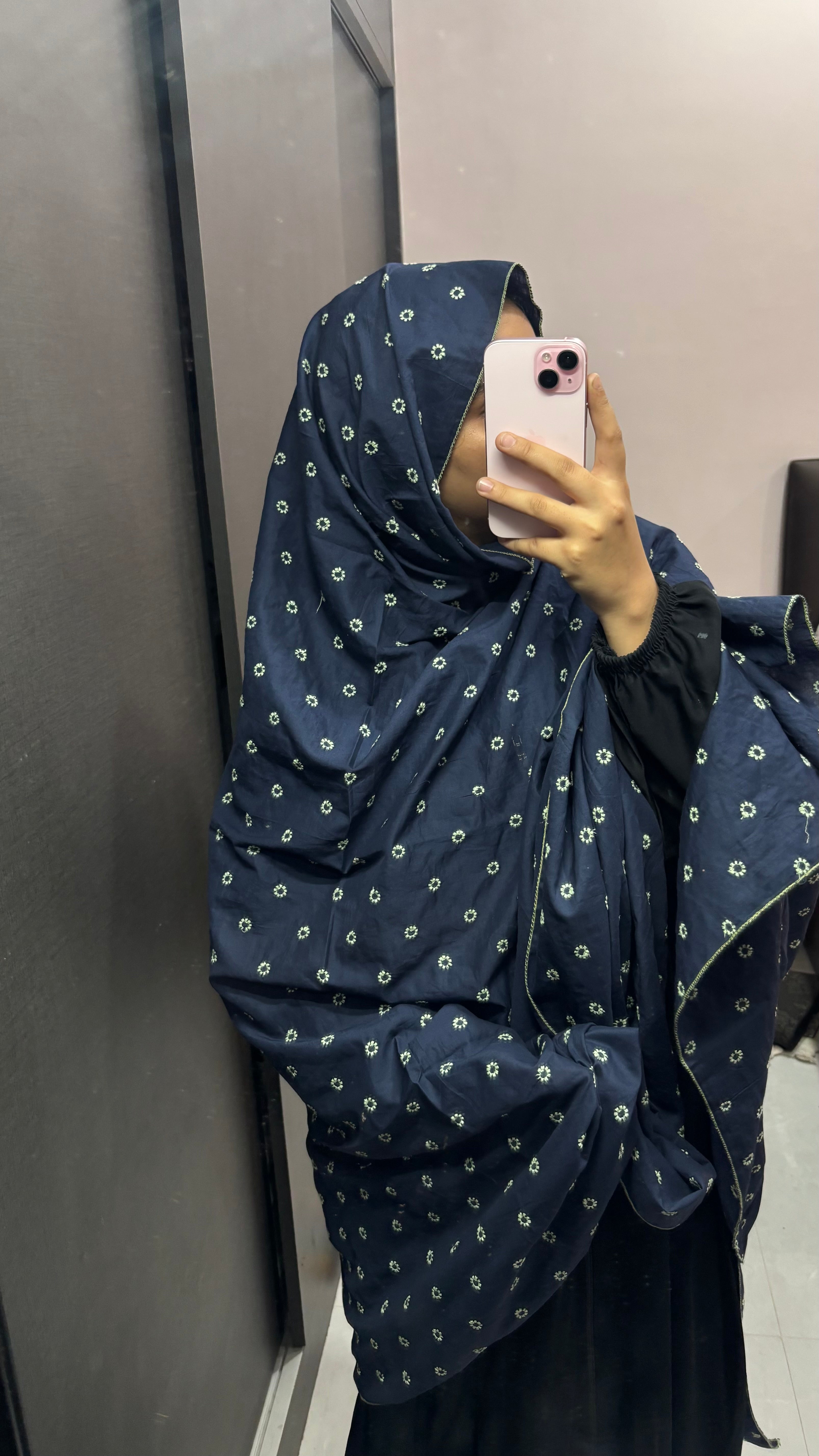 Embroidered Navy blue Pure Cotton chicken Dupatta