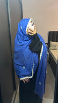 Blue Snowflakes Lace Pure Cotton Dupatta