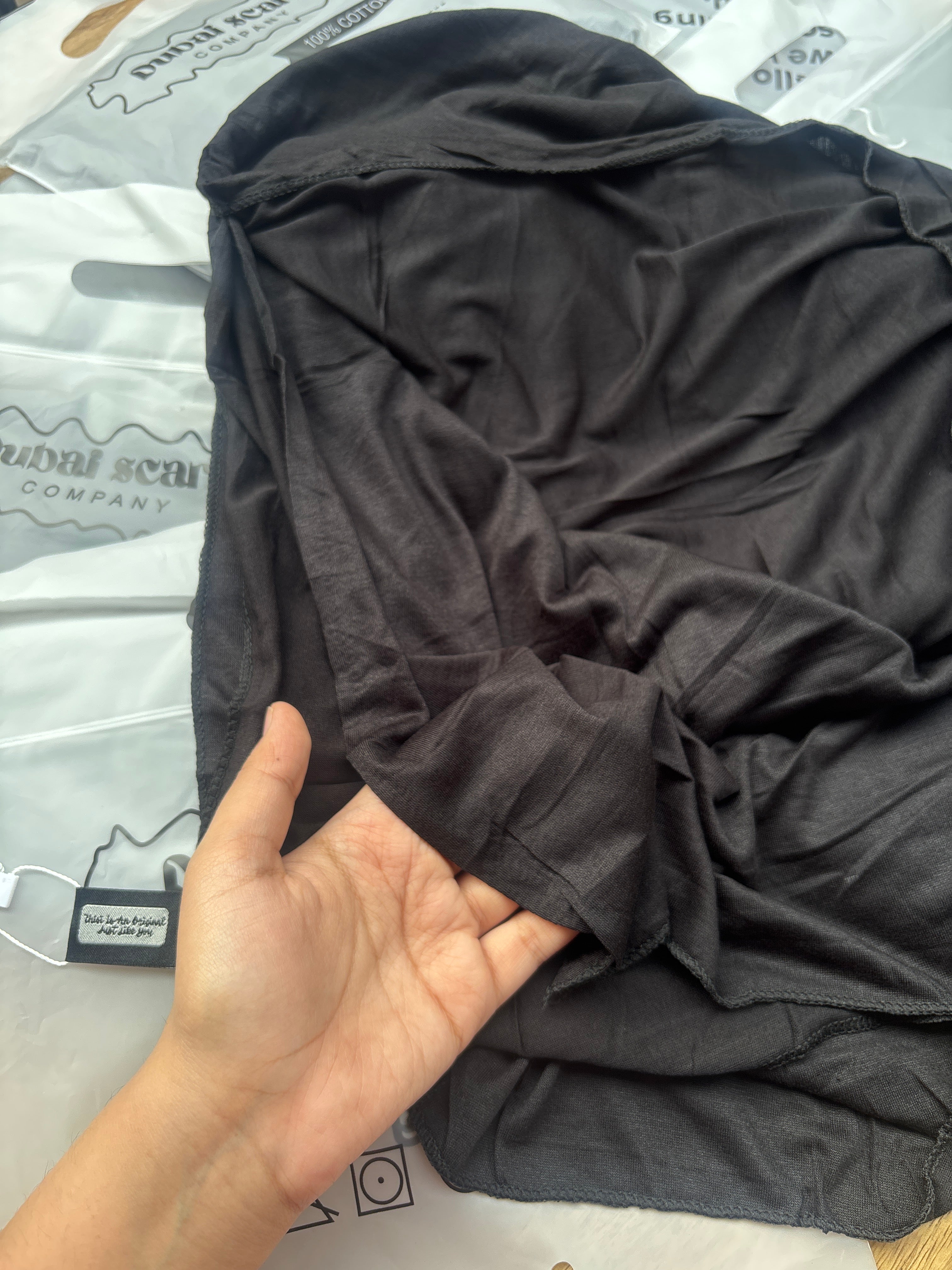Black Bamboo Jersey hijab - Made in UAE