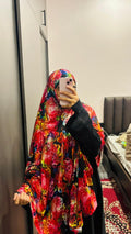 Pretty Red & Black Floral Khimar