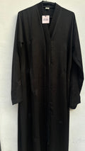 Basic Black Minimal Embroidered Abaya - Double Leaf Embroidery