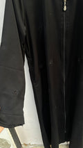 Basic Black Minimal Embroidered Abaya - Spiral Embroidery