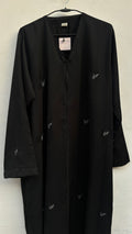 Basic Silver Touch Minimal Embroidered Abaya - Minimal leaf Embroidery