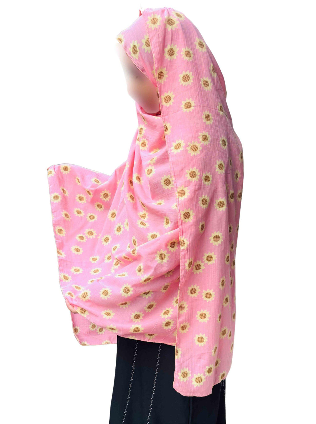Sunflower Print Cotton Dupatta – Pink
