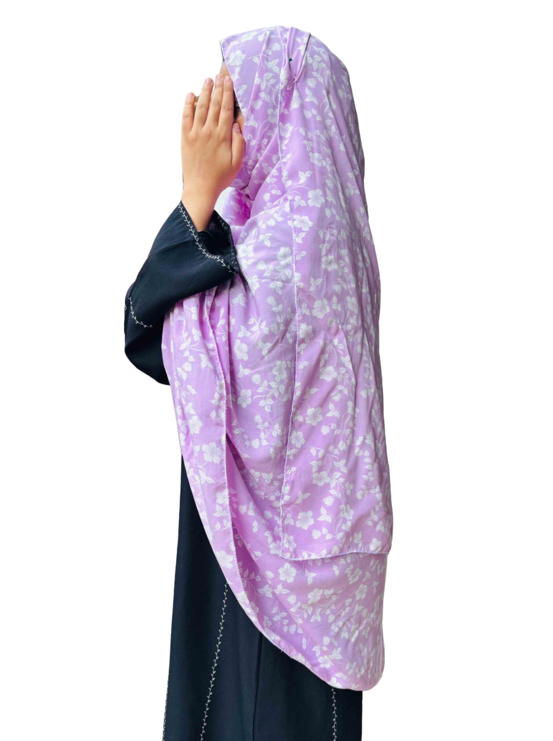 Printed dupatta - Floral lavender