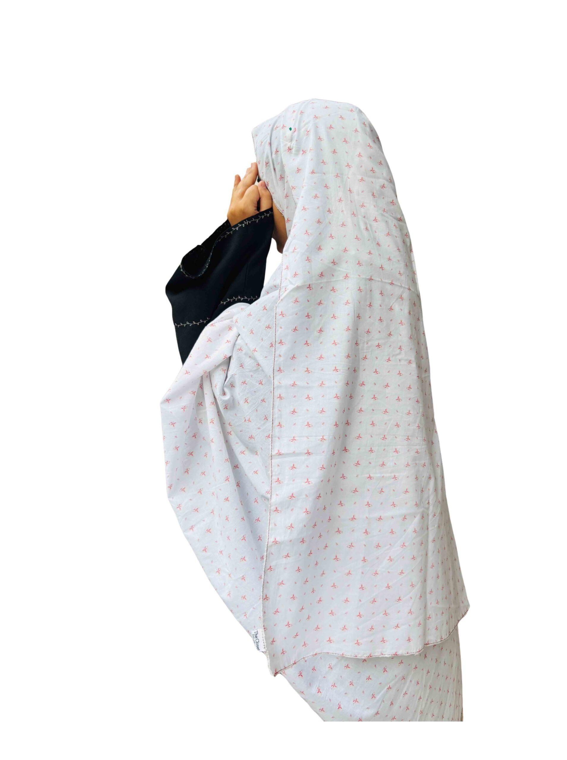 Printed cotton dupatta - White