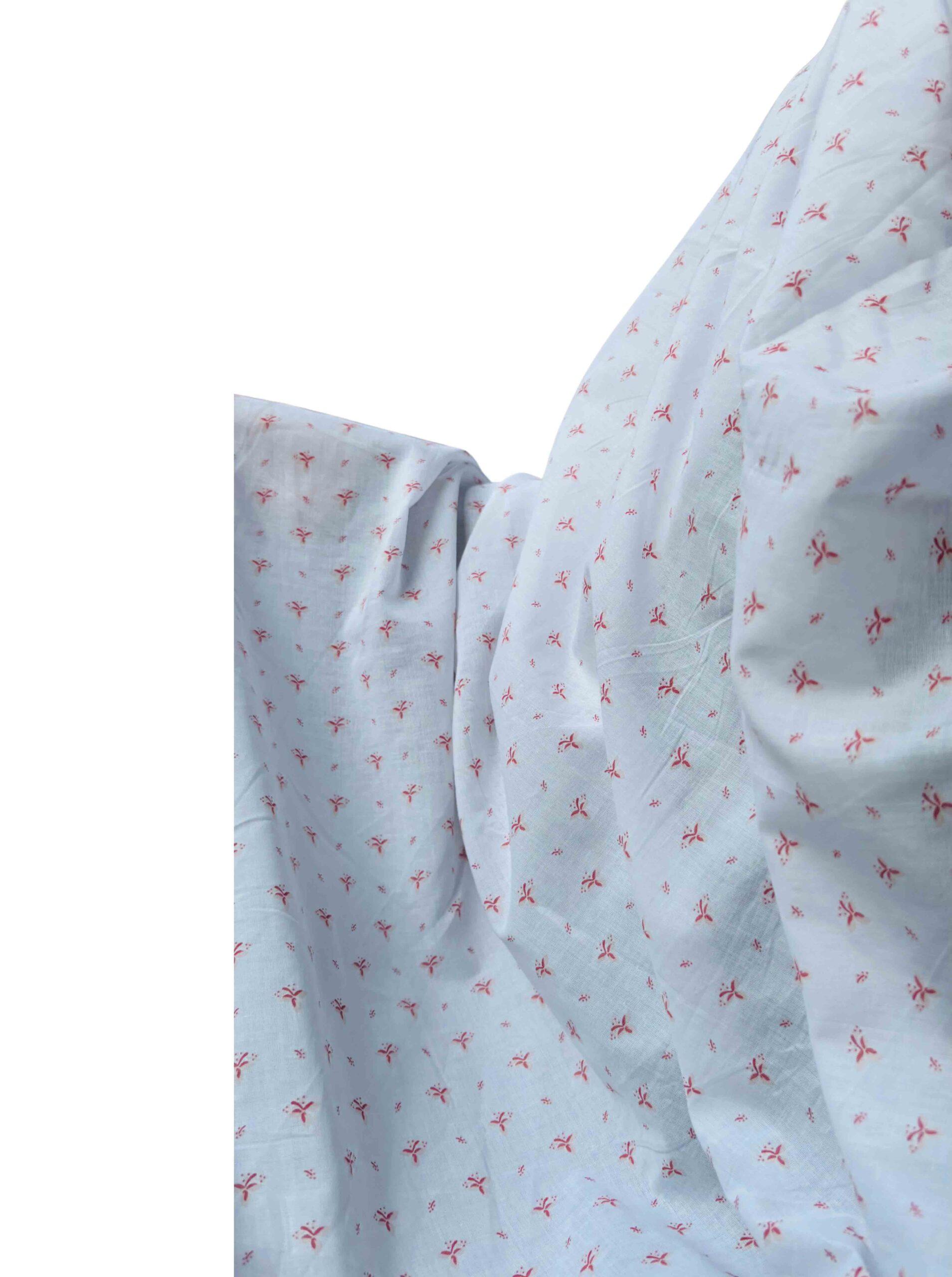 Printed cotton dupatta - White