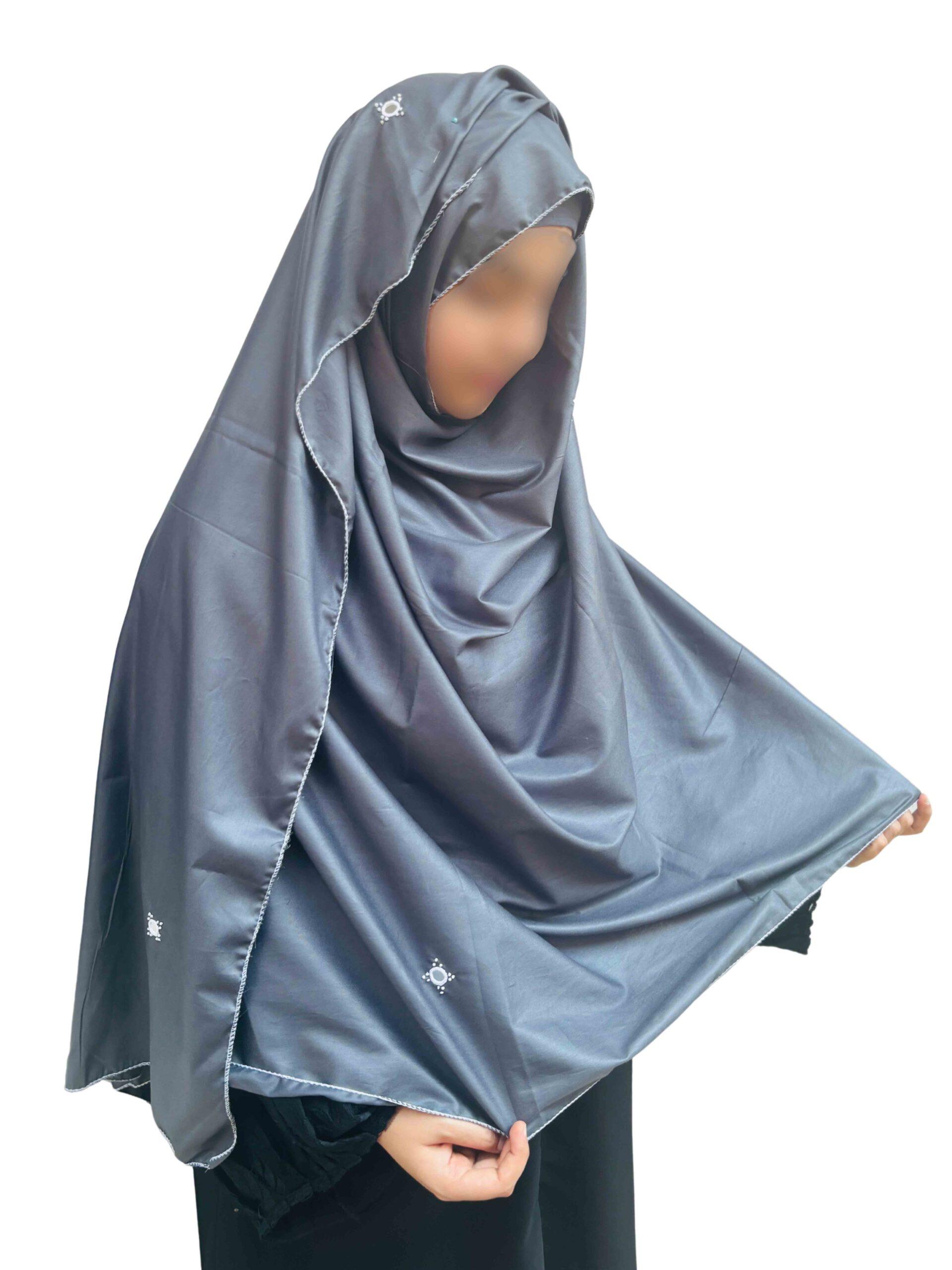 Mirror work dupatta - Grey