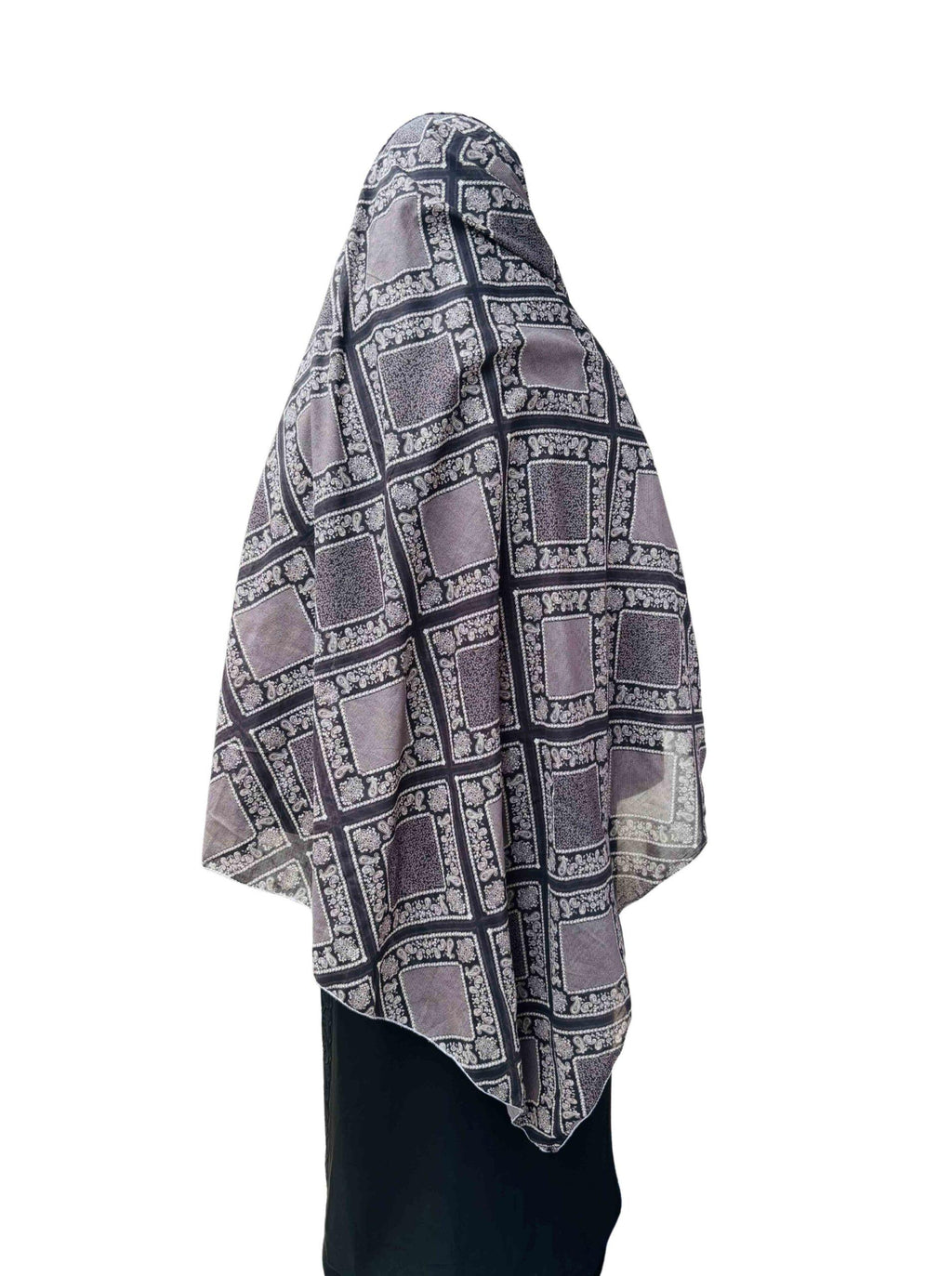 Printed dupatta - black & grey