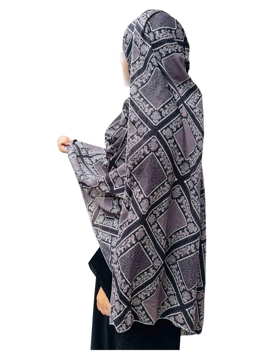 Printed dupatta - black & grey