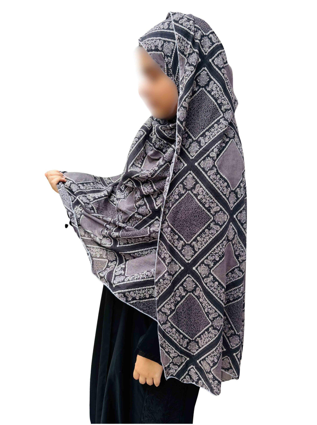 Printed dupatta - black & grey