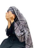 Printed dupatta - black & grey