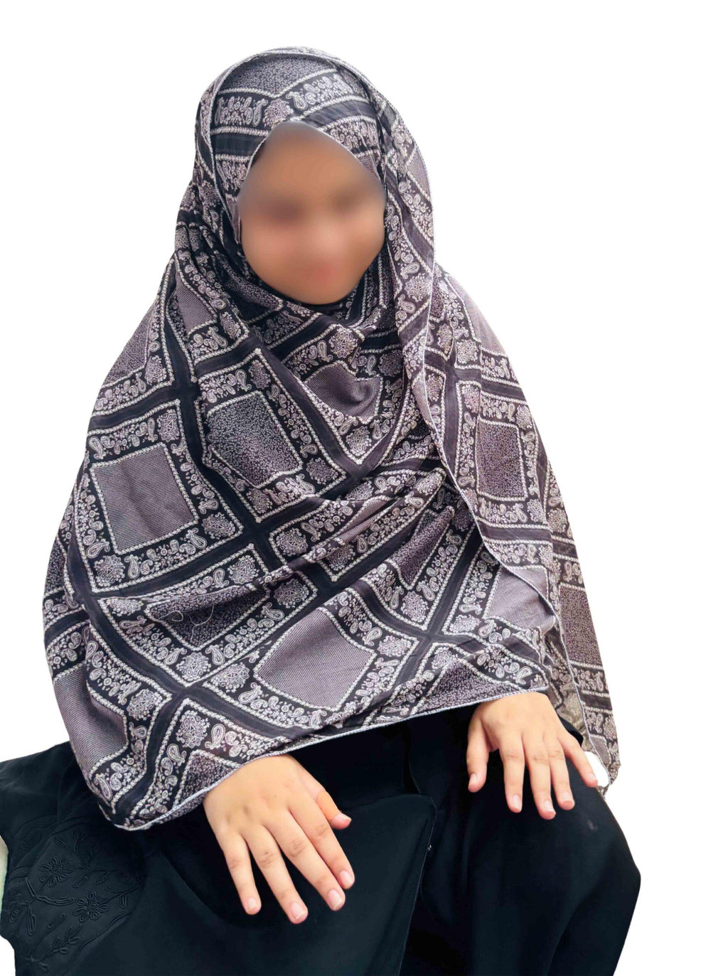 Printed dupatta - black & grey