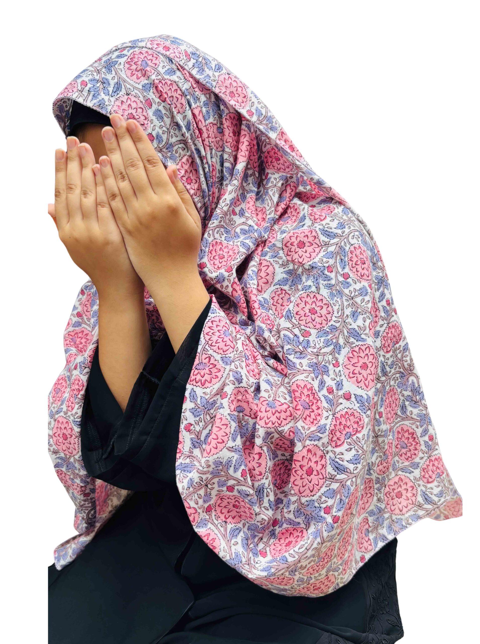 Printed dupatta - Pink floral